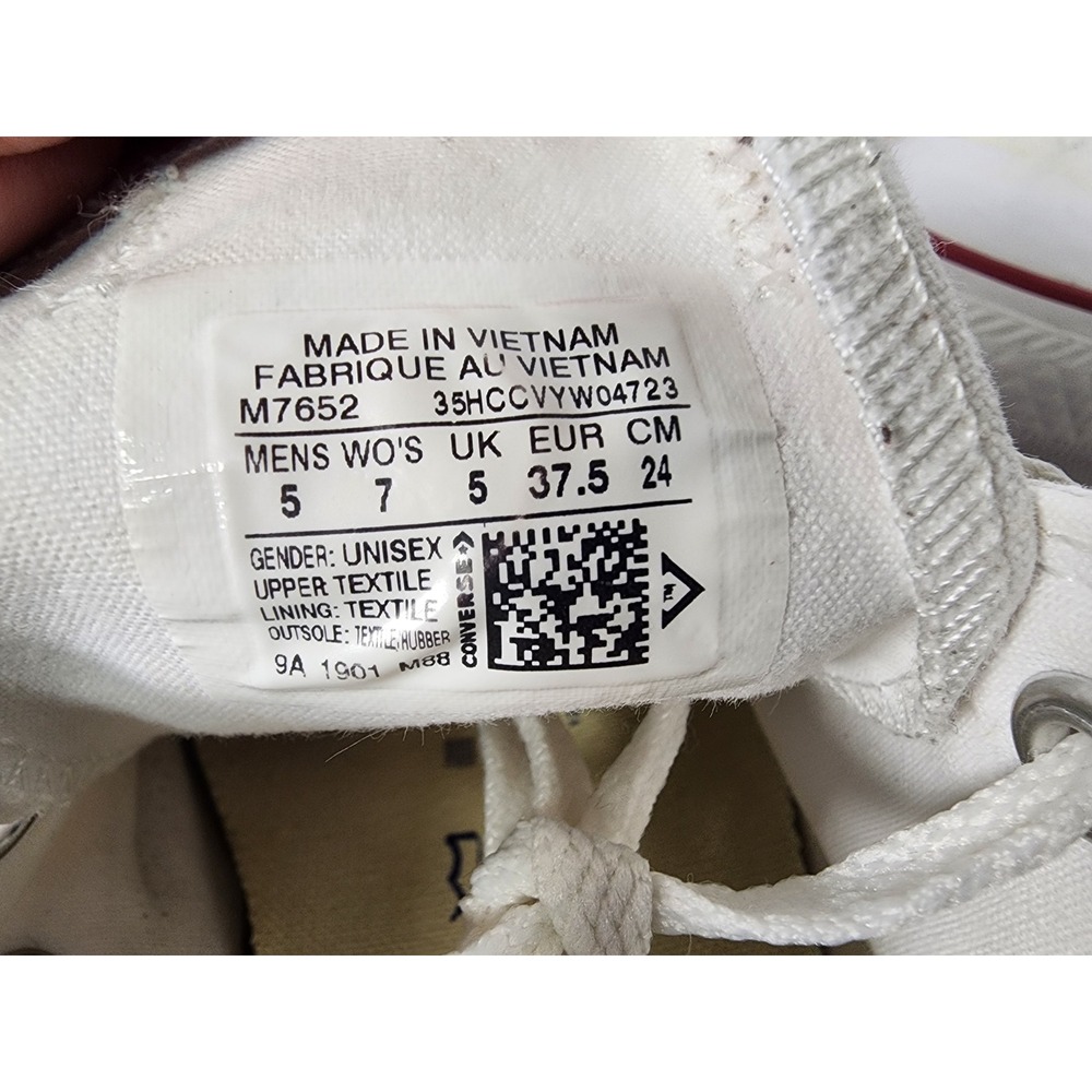 Converse Chuck Taylor All Star Low Top Sneakers White Canvas M9696 Mens 5 Wo 7 - Picture 13 of 14